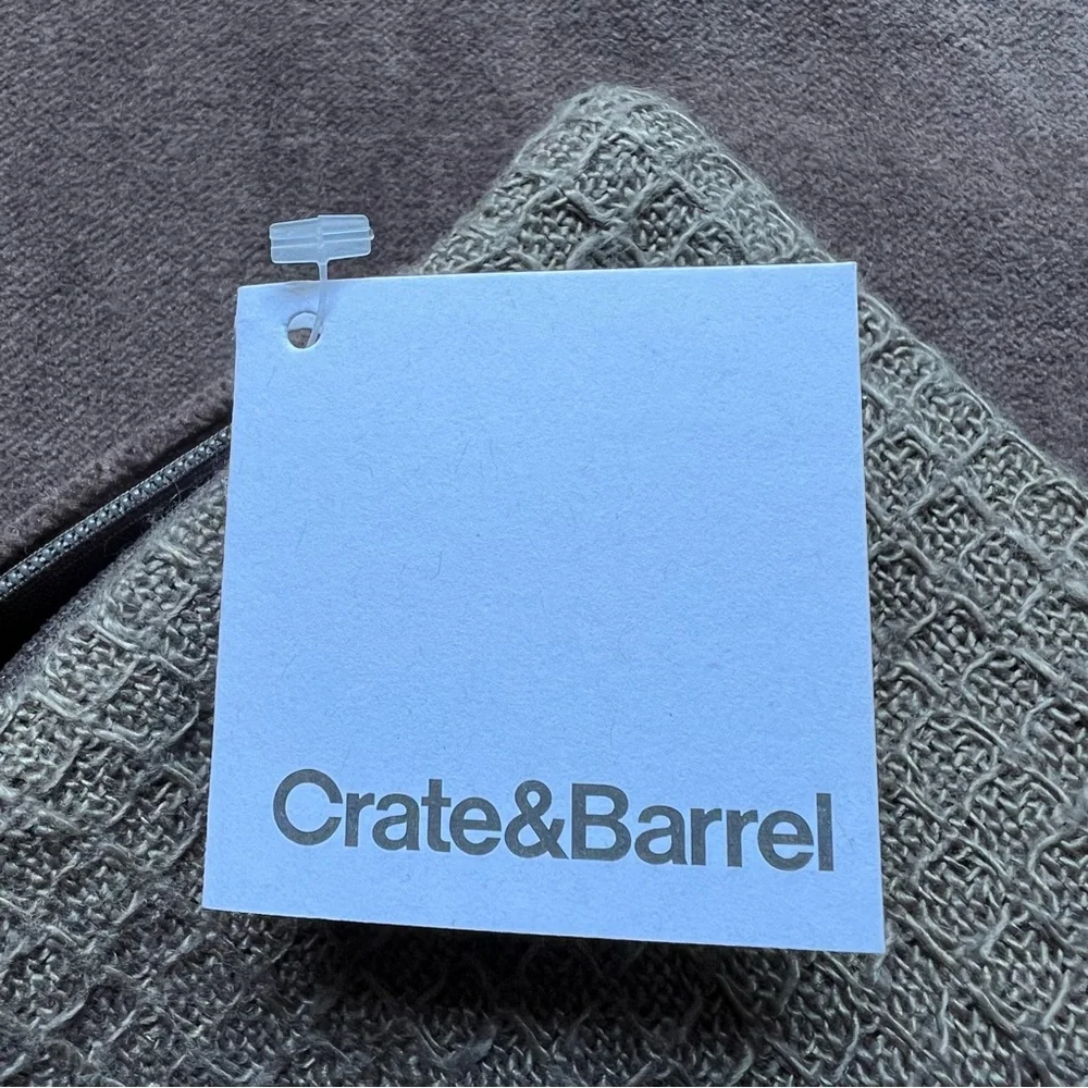 NEW Set Of 2 Crate&Barrel Linen Cotton Pillow Shams 23”x23” Textured Cocoa Soft